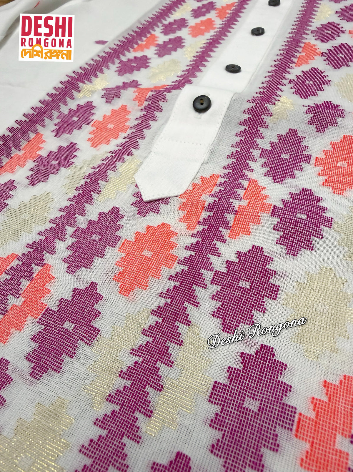 Original Dhakai Jamdani Men Punjabi, Pure Cotton
