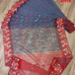 Gray-Red Cutwork Dhakai Jamdani – Halfsilk 64 count