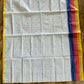 Tangail Halfsilk Khesh Saree, White -pink border