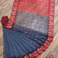 Gray-Red Cutwork Dhakai Jamdani – Halfsilk 64 count