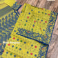 Elegant Dhakai Jamdani Saree, Classic Lemon Olive