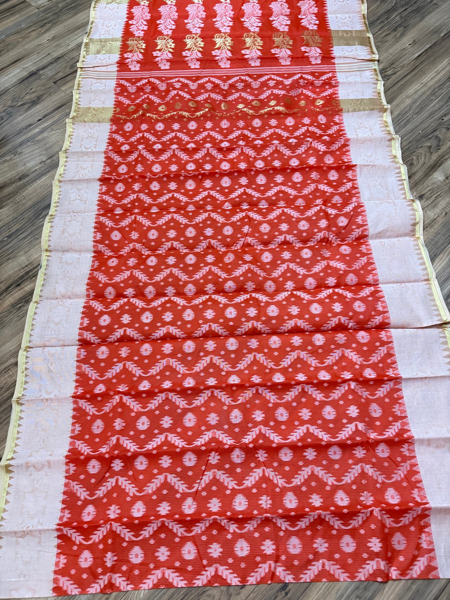 Tangail Halfsilk Saree, Orange