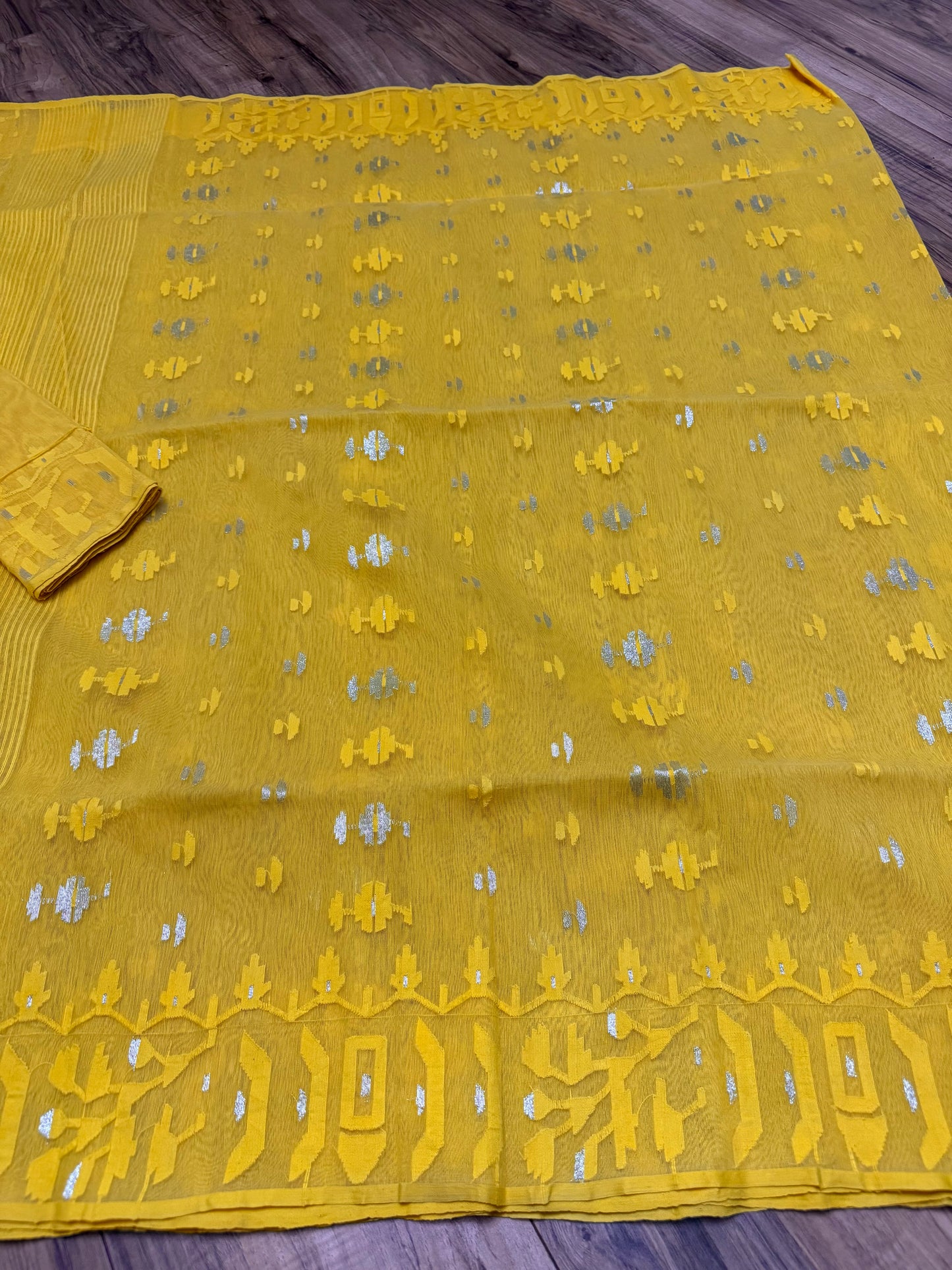 Original Dhakai Jamdani Saree - Yellow
