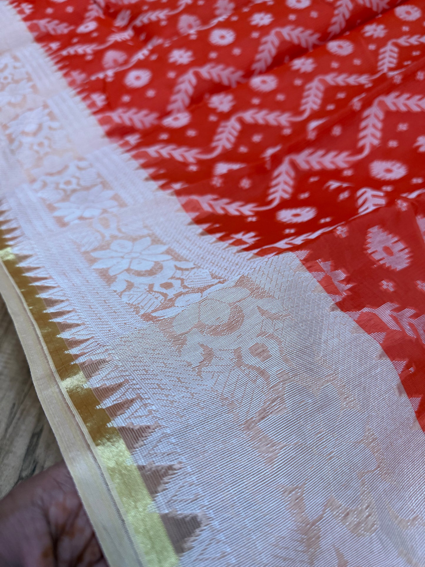 Tangail Halfsilk Saree, Orange