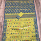 Elegant Dhakai Jamdani Saree, Classic Lemon Olive