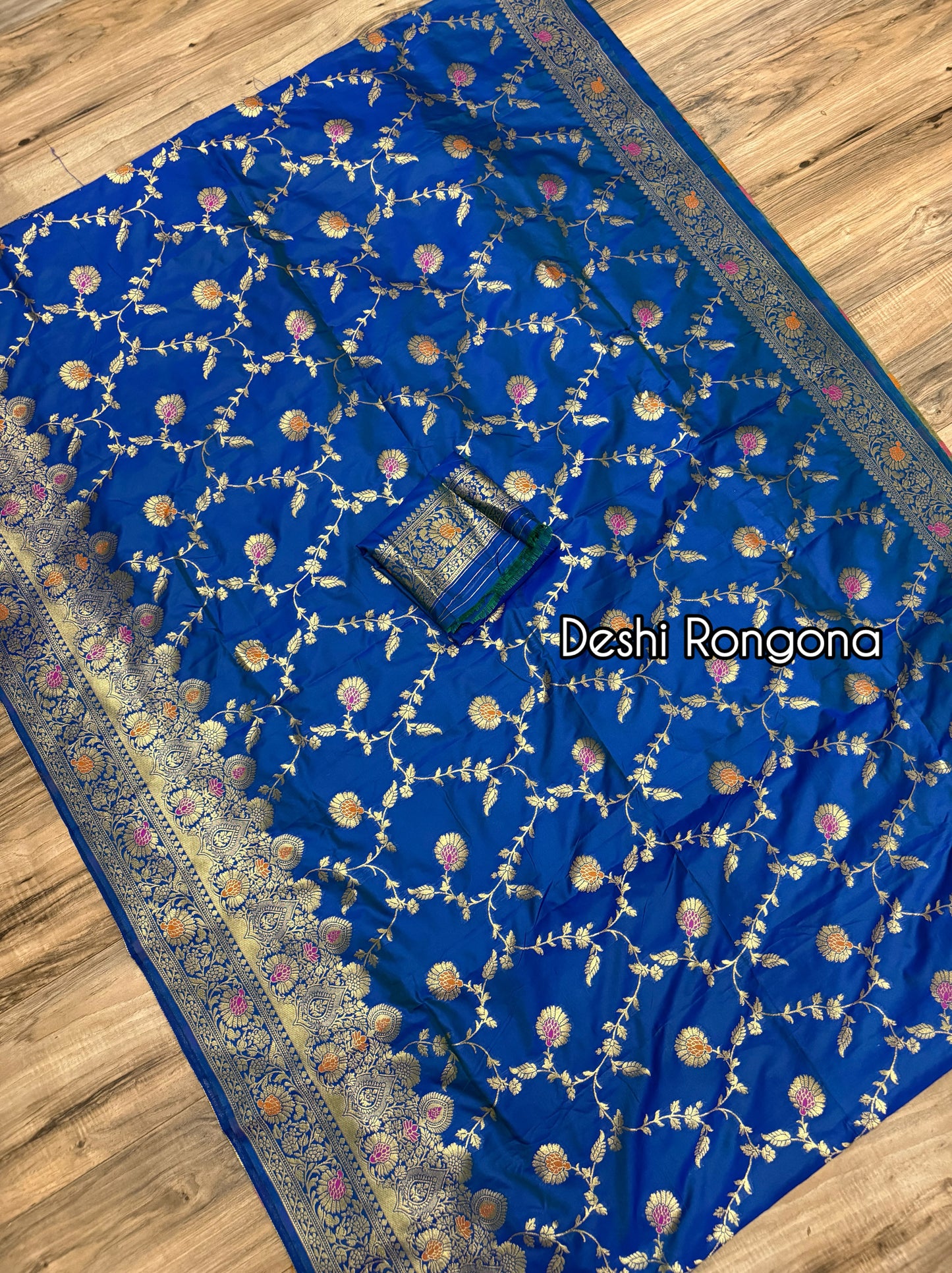 Royal Blue Benaroshi Katan Silk Saree – Elegant Wedding & Party Wear