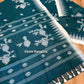 Monipuri Handwoven Cotton Saree – Teal & White
