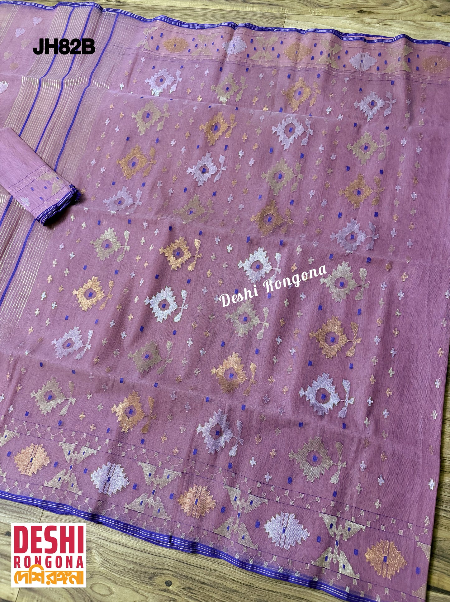 Original Dhakai Jamdani Saree - Opera Mauve