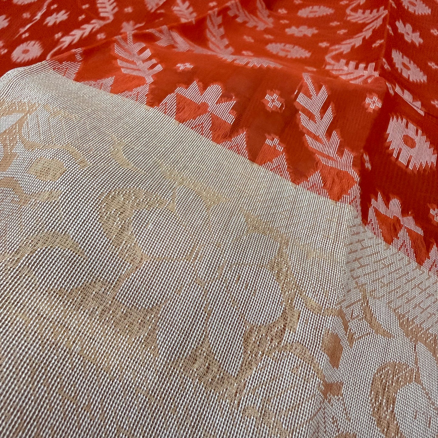 Tangail Halfsilk Saree, Orange