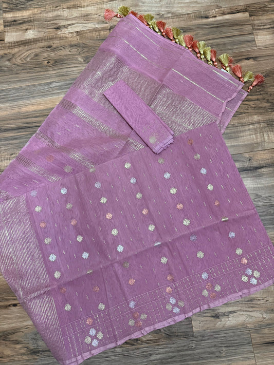 Original Dhakai Jamdani Saree - Opera Mauve