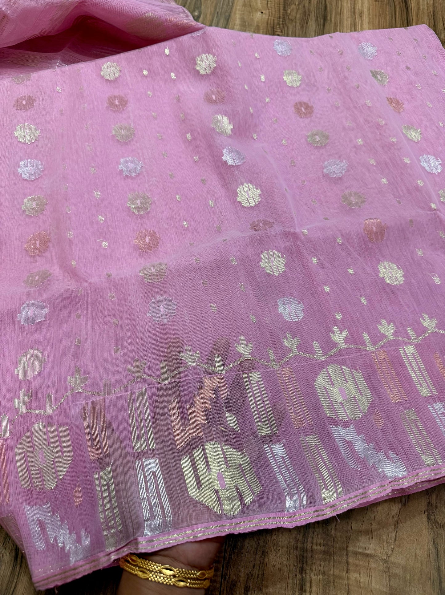 Original Dhakai Jamdani Saree -Baby Pink