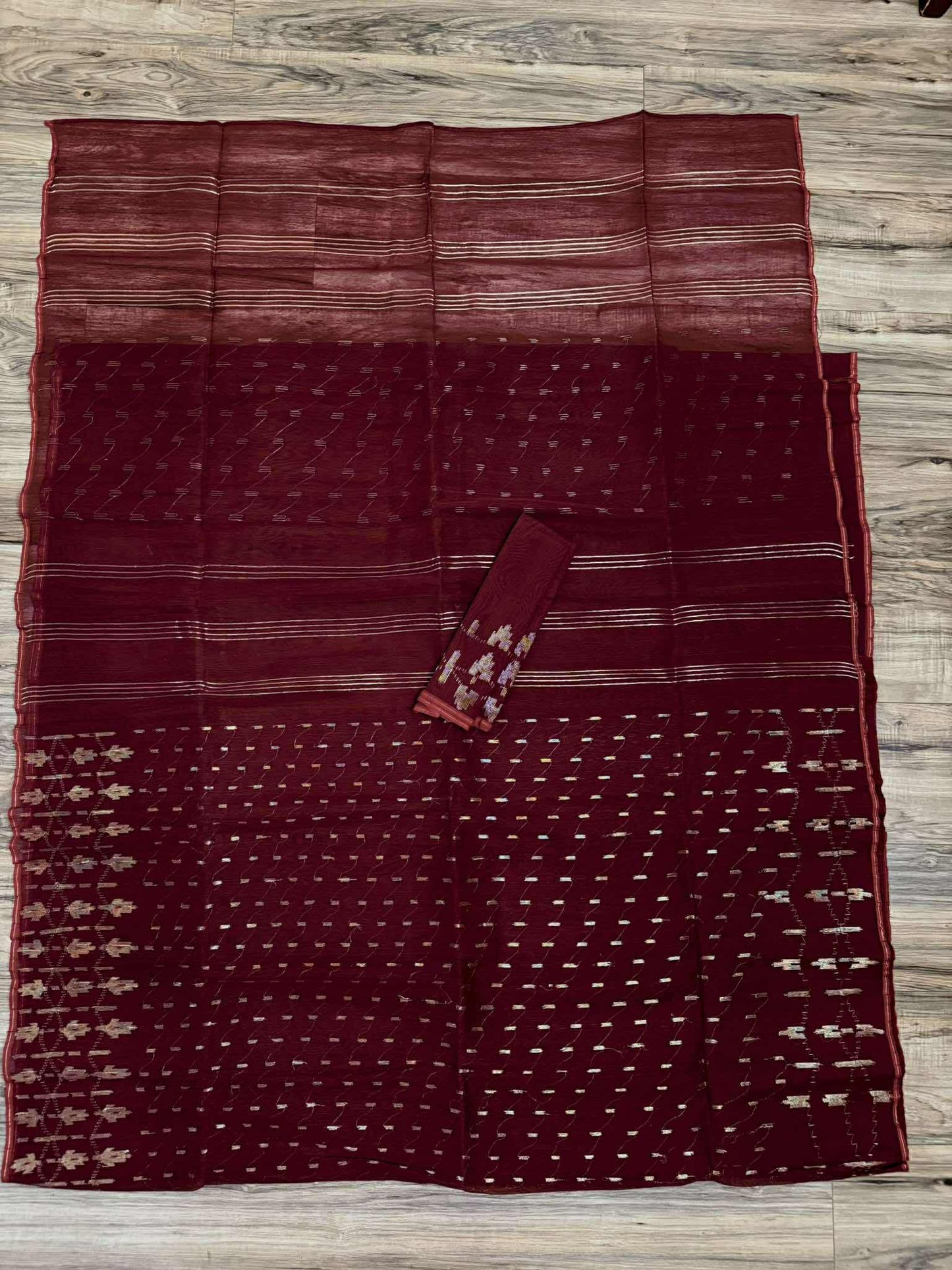 Bangladeshi Dhakai Jamdani Saree Beautiful Maroon