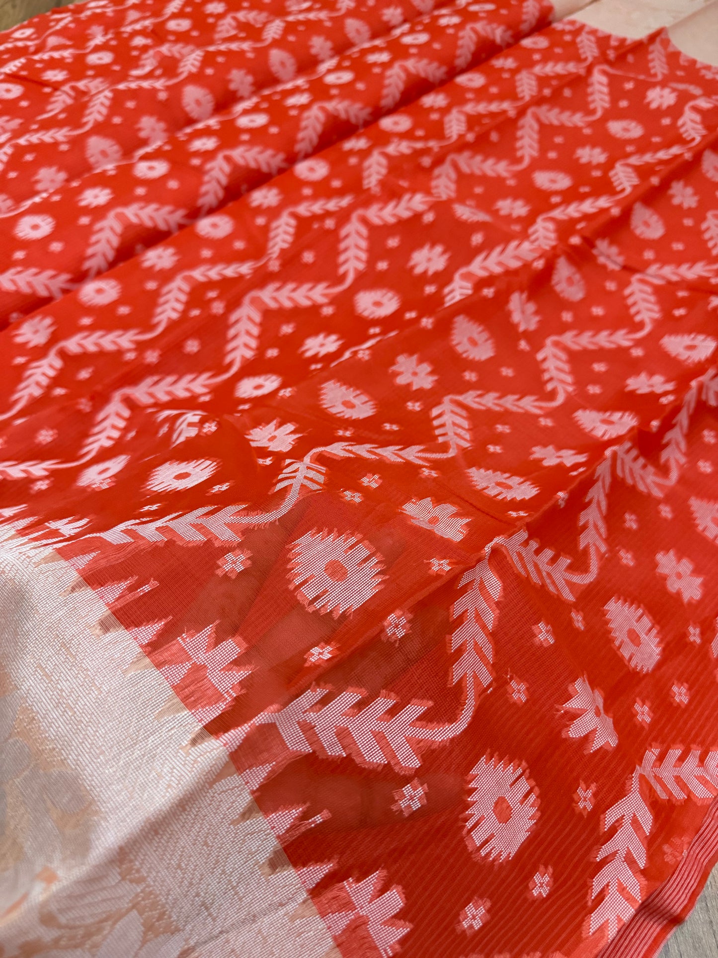 Tangail Halfsilk Saree, Orange