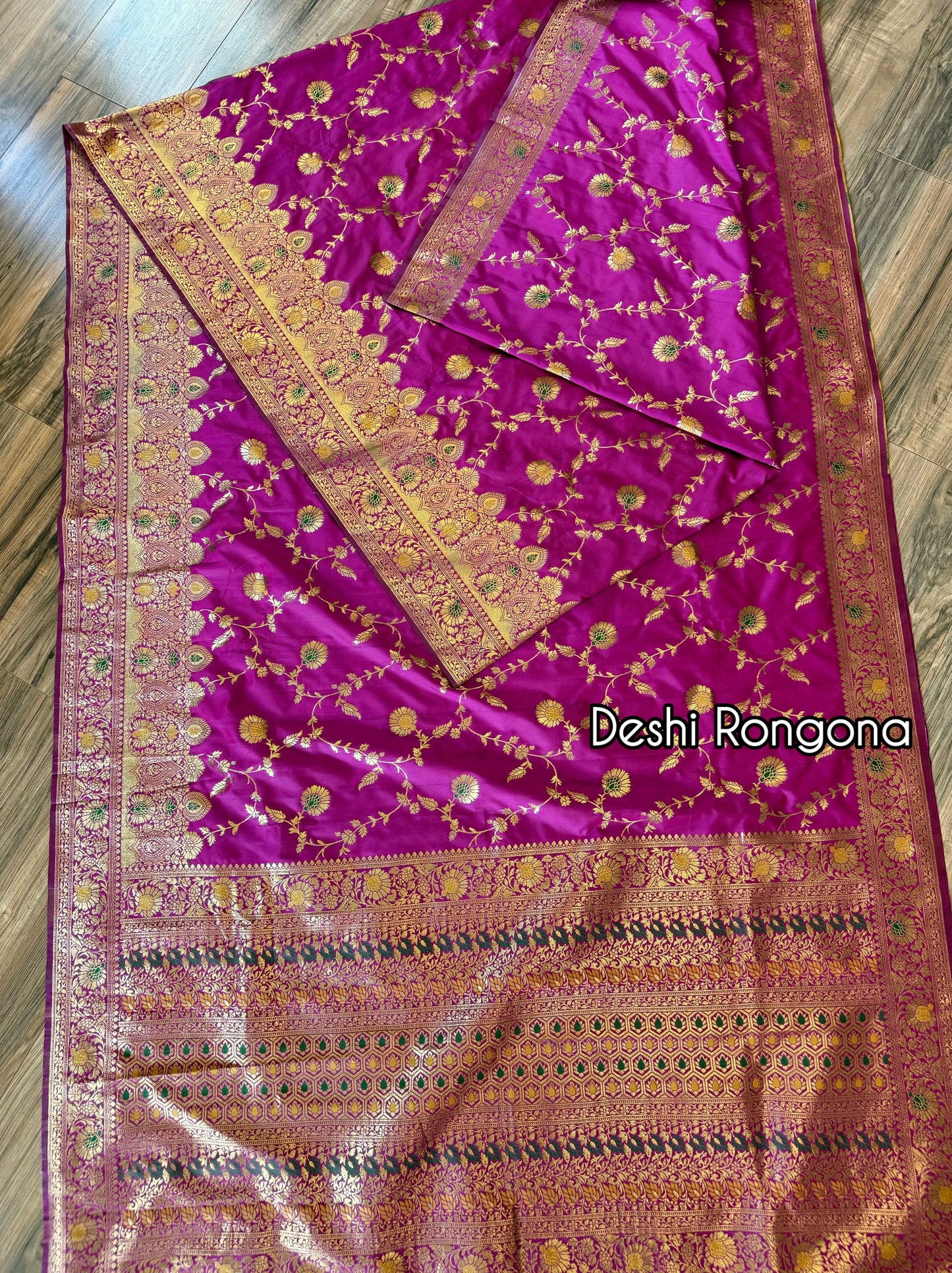 Magenta Benaroshi Katan Silk Saree – Elegant Wedding & Party Wear