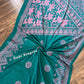Sea green Bangalore Silk Kantha Saree with pink work