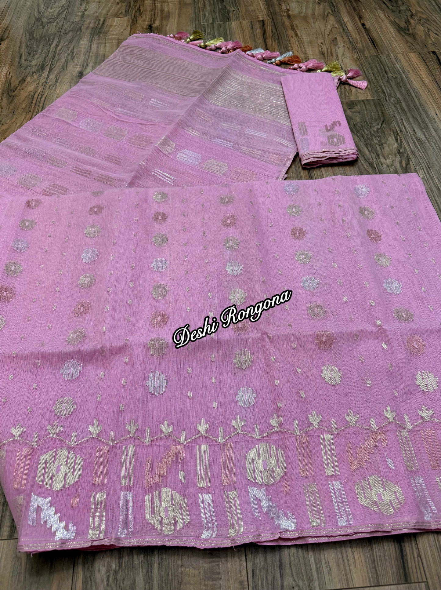 Original Dhakai Jamdani Saree -Baby Pink