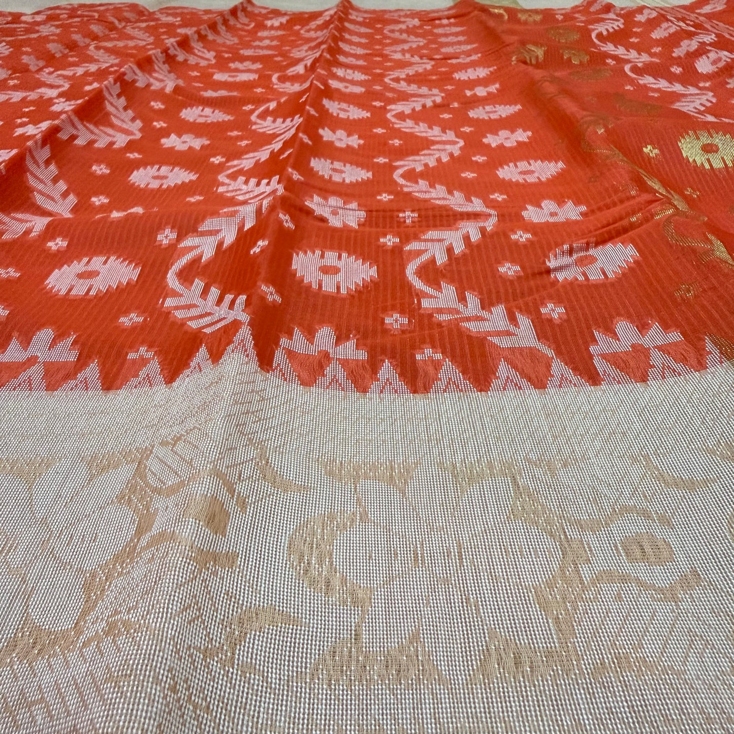 Tangail Halfsilk Saree, Orange