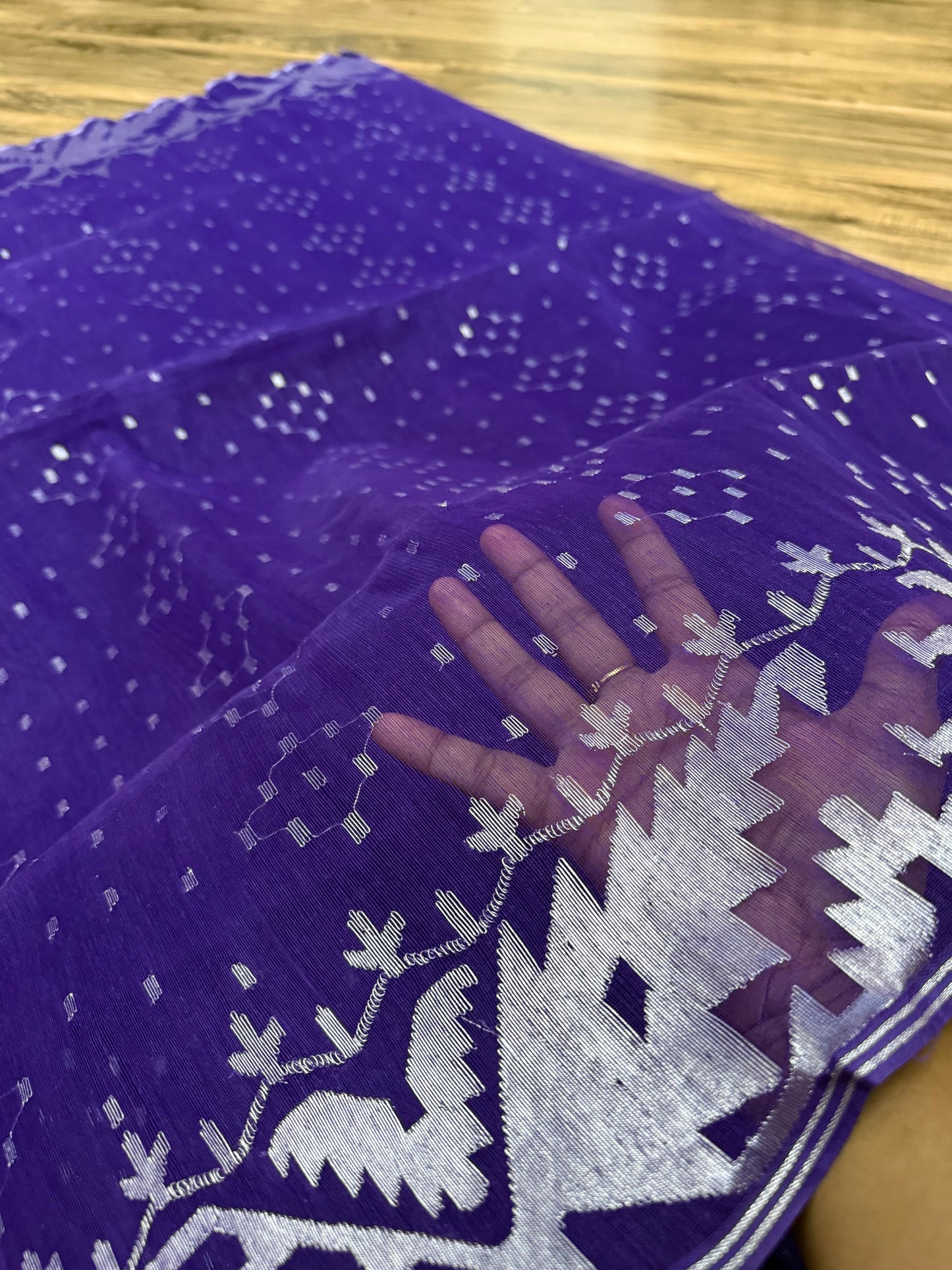 Purple Original Dhakai Jamdani Saree - Handloom Classic