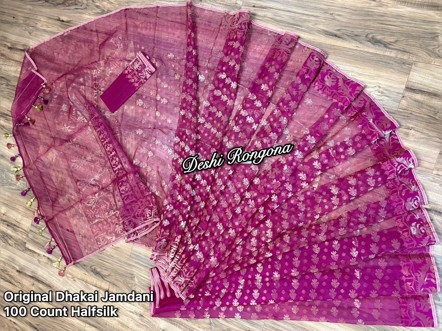 Exclusive Magenta Dhakai Jamdani Saree - Handloom Classic