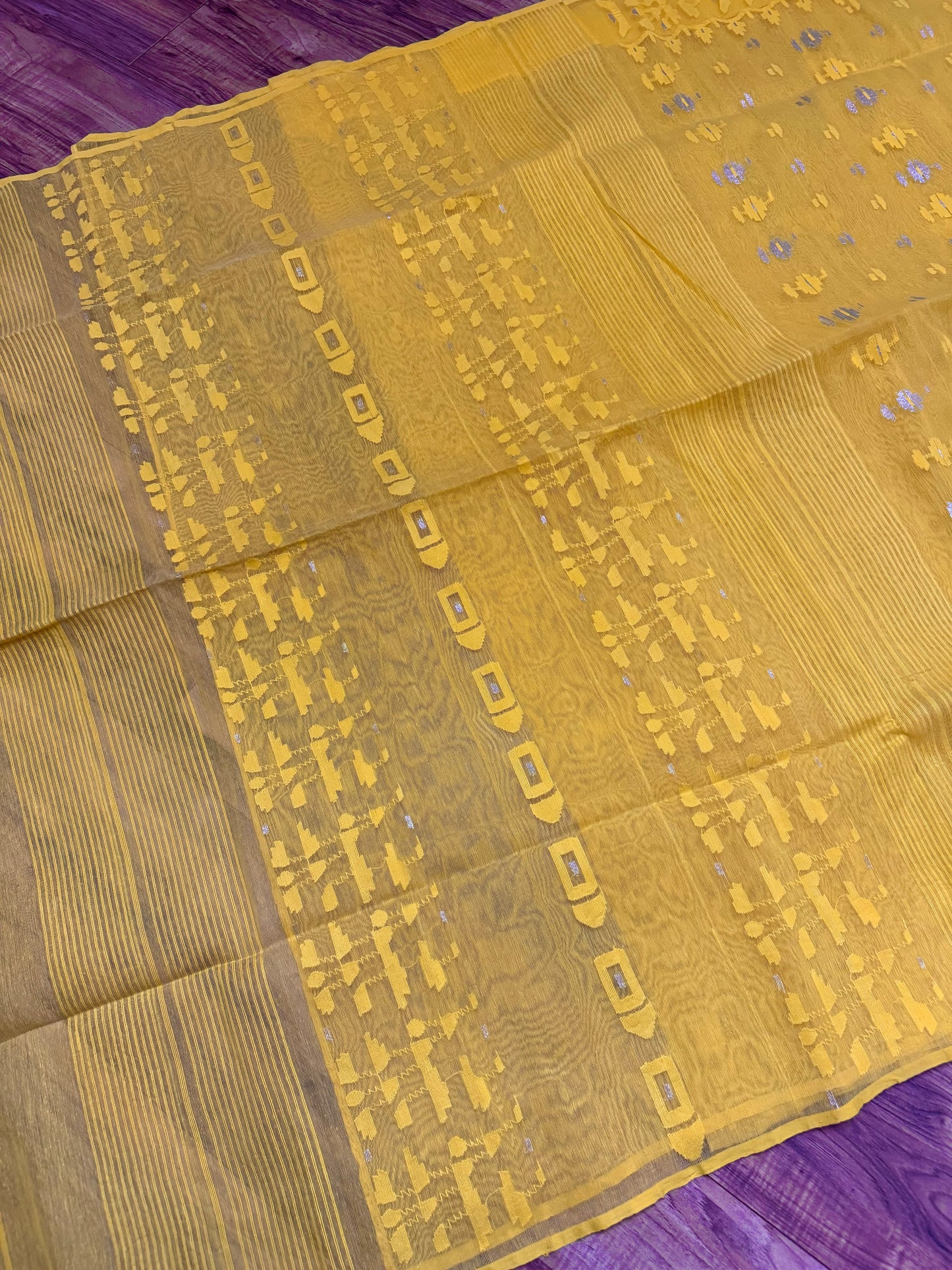 Original Dhakai Jamdani Saree - Yellow