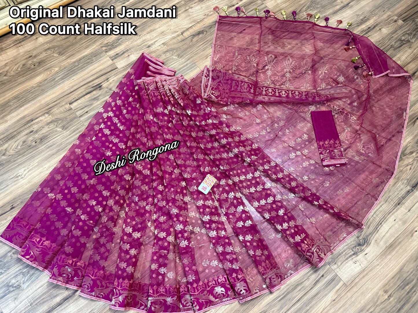 Exclusive Magenta Dhakai Jamdani Saree - Handloom Classic