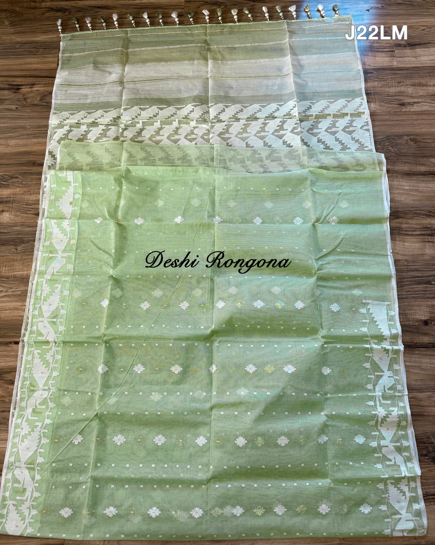 Original Dhakai Jamdani Saree, Handloom Classic -Mint Green