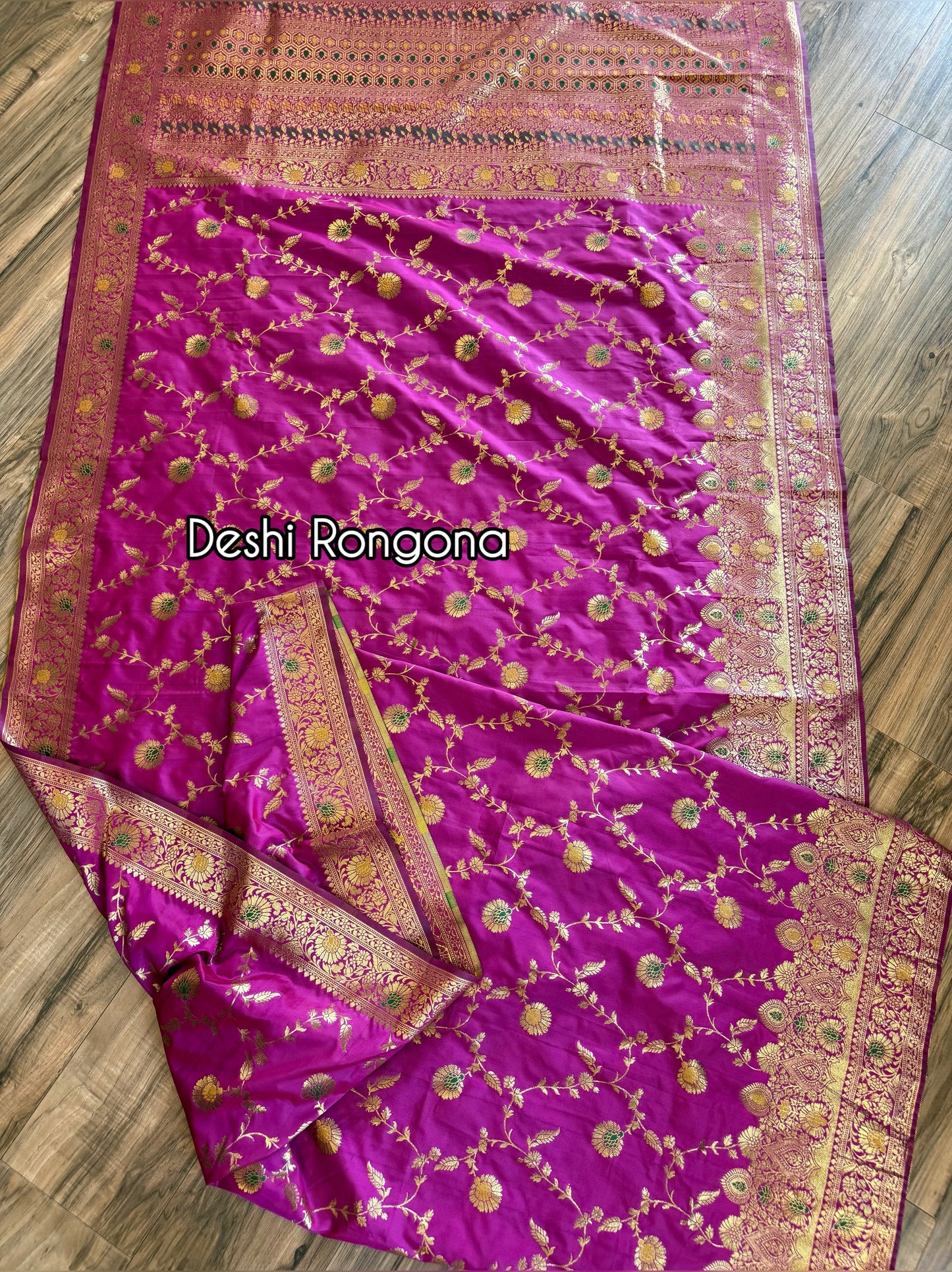 Magenta Benaroshi Katan Silk Saree – Elegant Wedding & Party Wear
