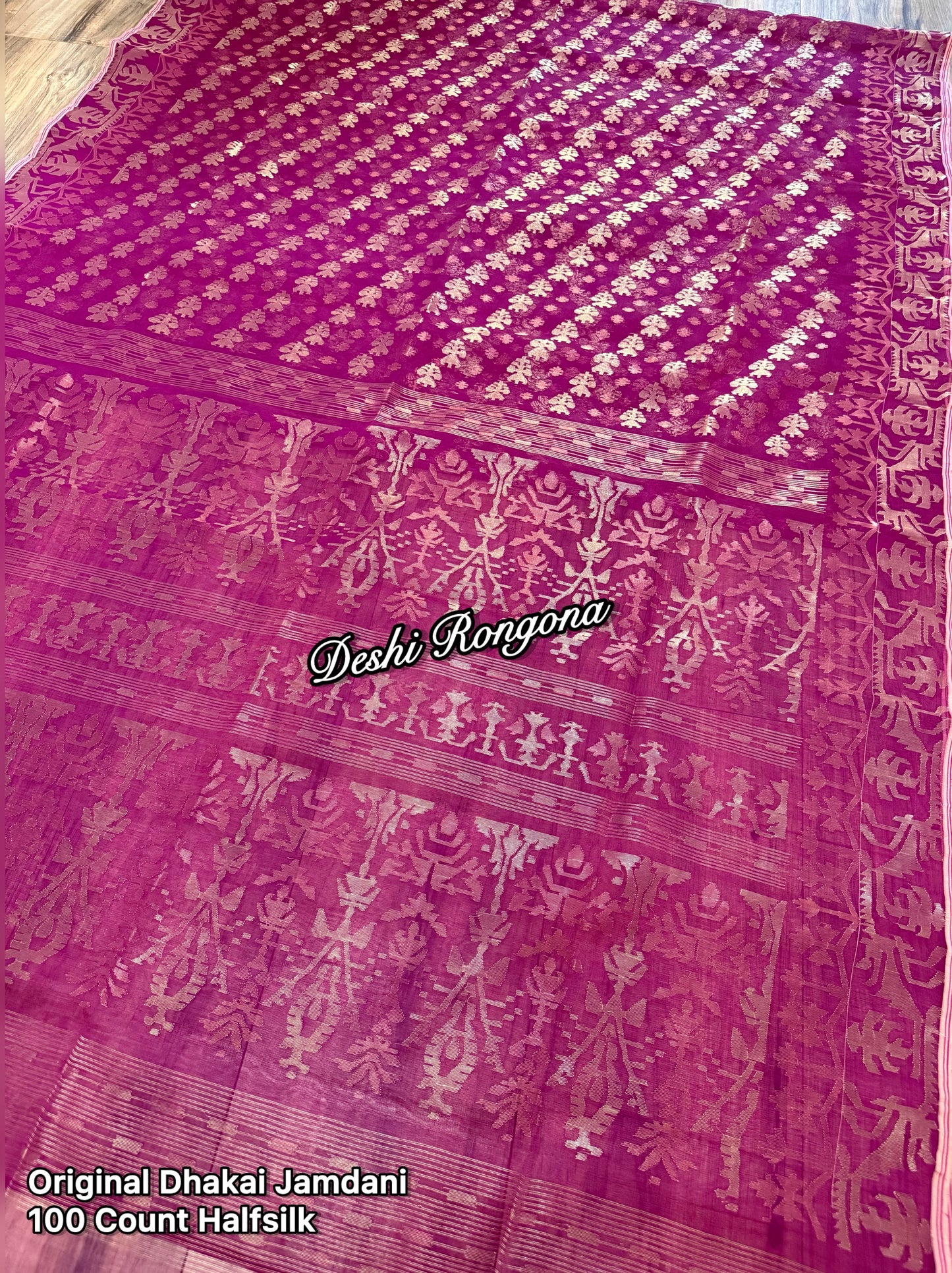 Exclusive Magenta Dhakai Jamdani Saree - Handloom Classic