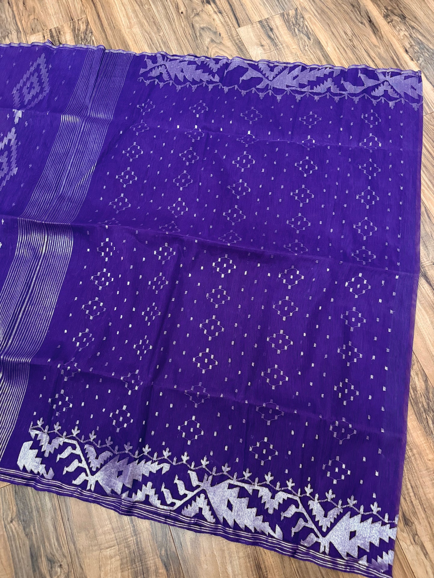 Purple Original Dhakai Jamdani Saree - Handloom Classic