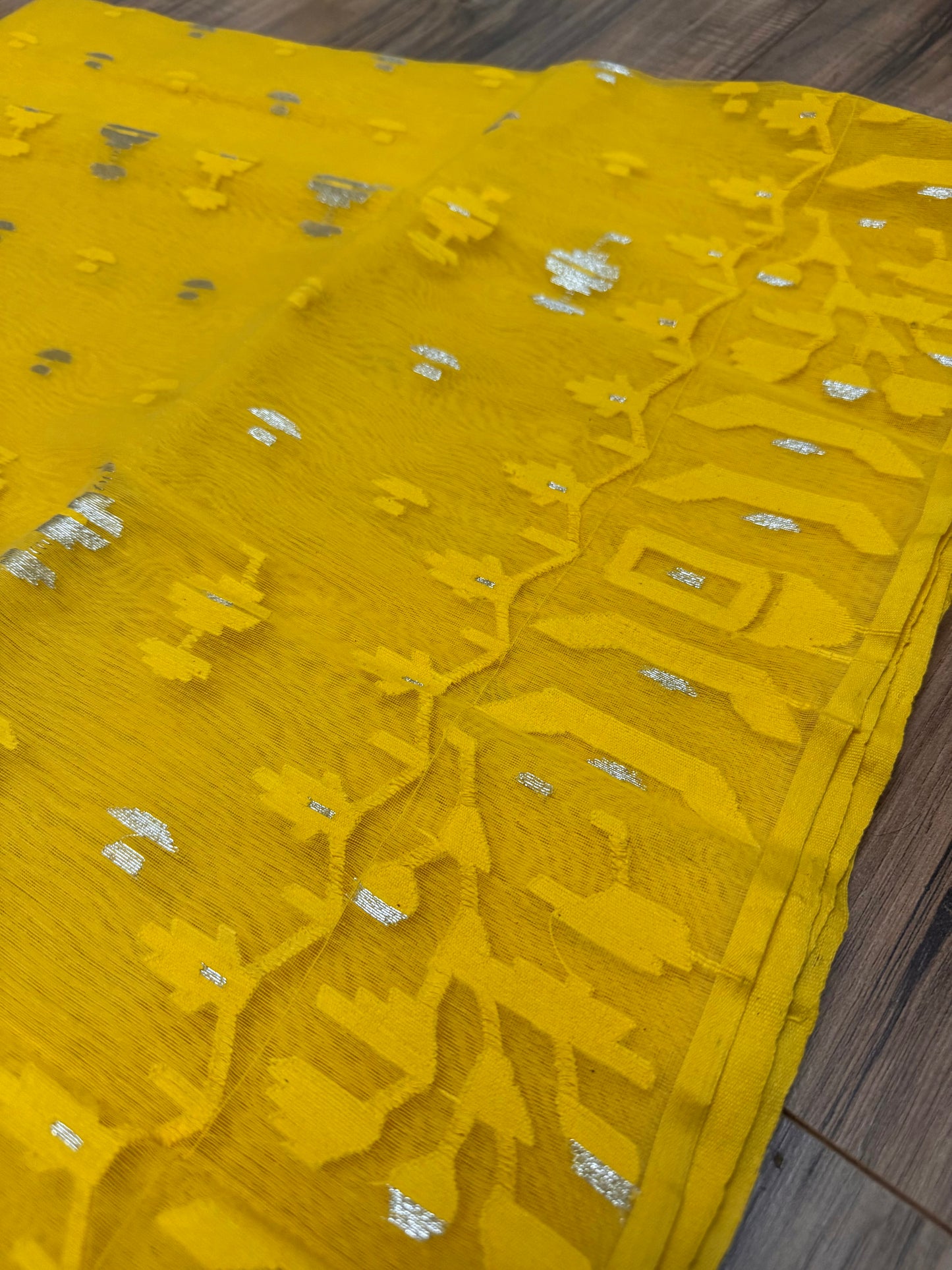 Original Dhakai Jamdani Saree - Yellow