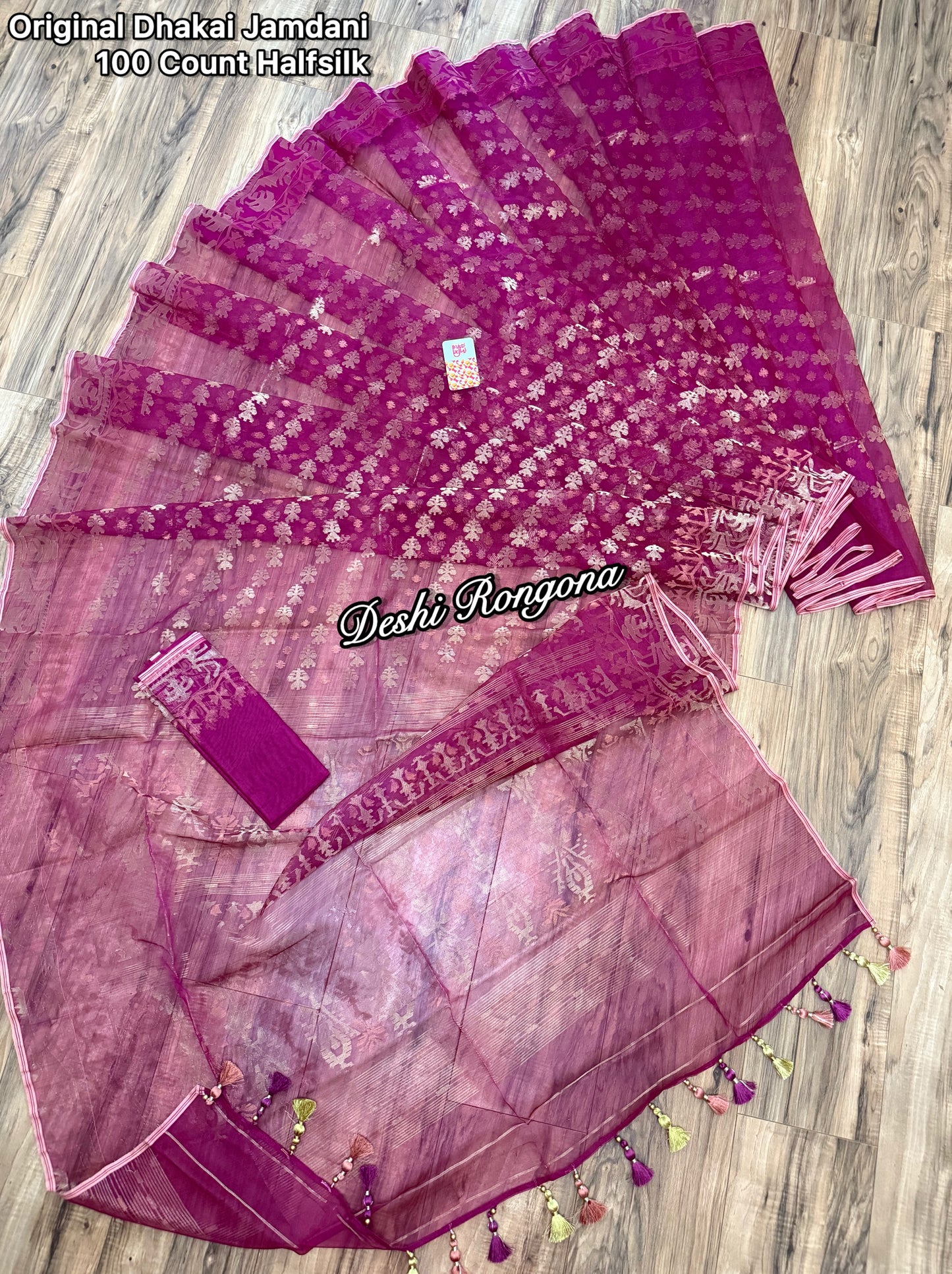 Exclusive Magenta Dhakai Jamdani Saree - Handloom Classic