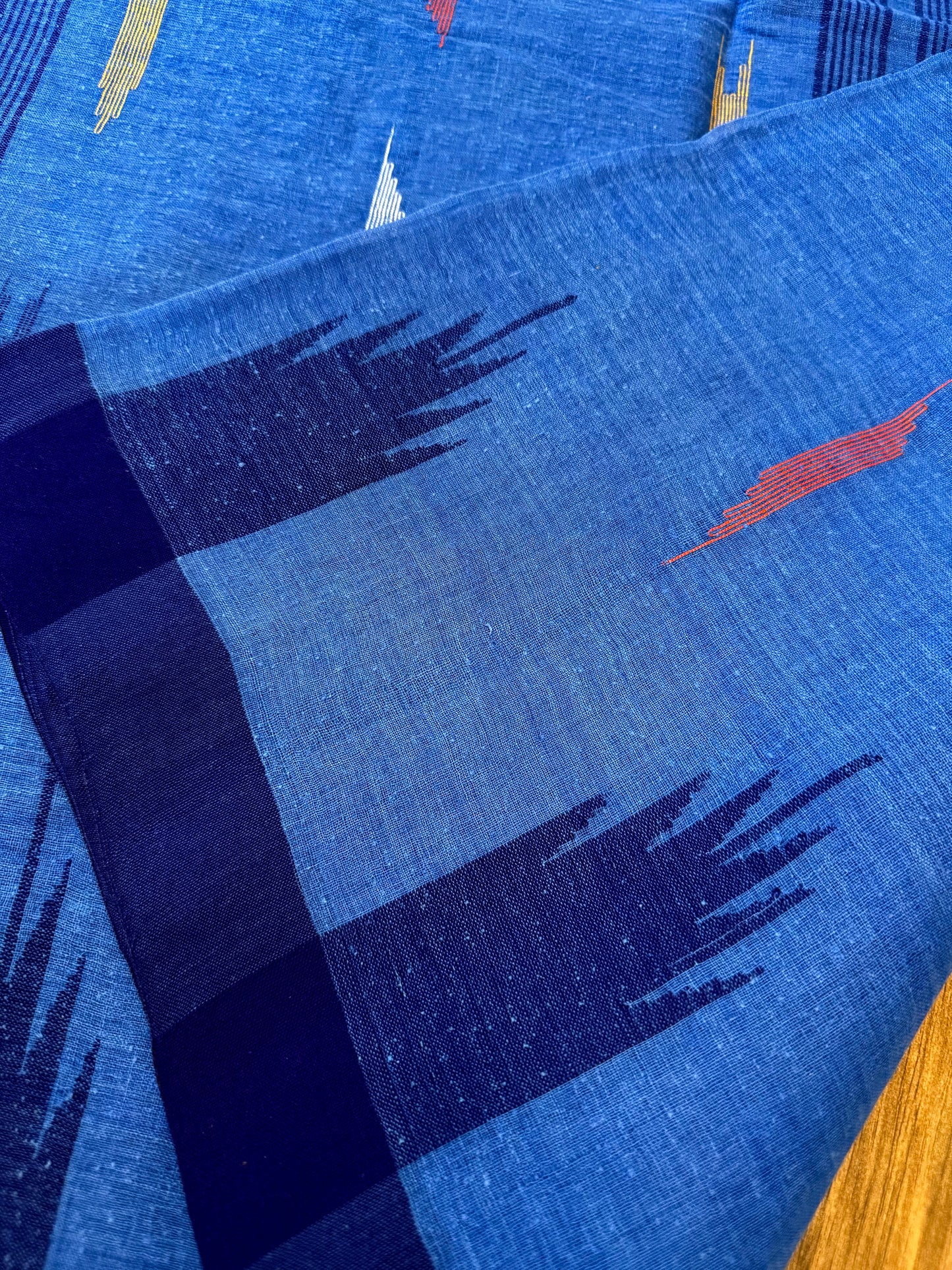 Sylheti Monipuri Cotton Saree – Blue & Deep Blue border