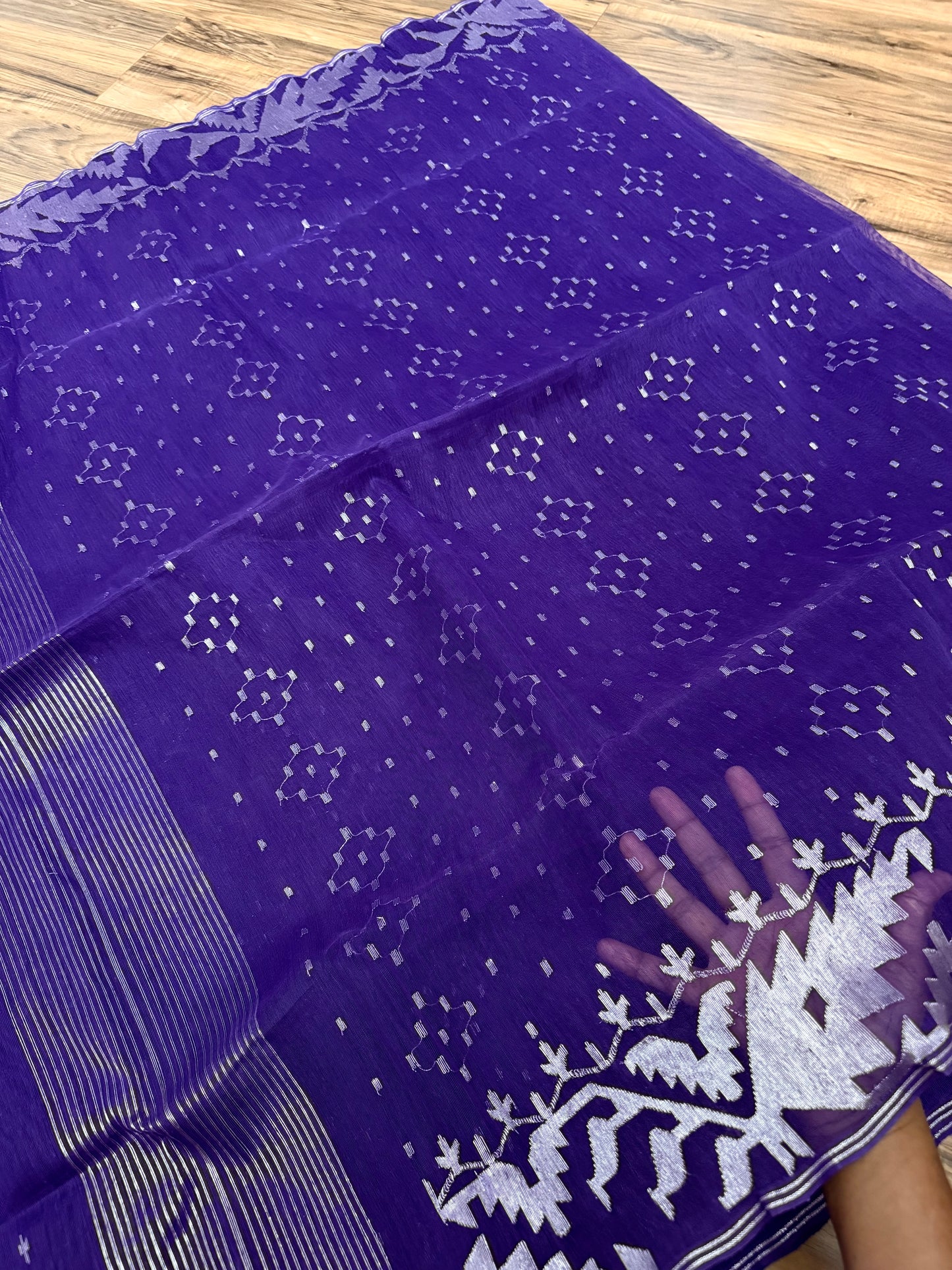 Purple Original Dhakai Jamdani Saree - Handloom Classic