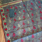 Gray Dhakai Jamdani Saree with Red and Zari work
