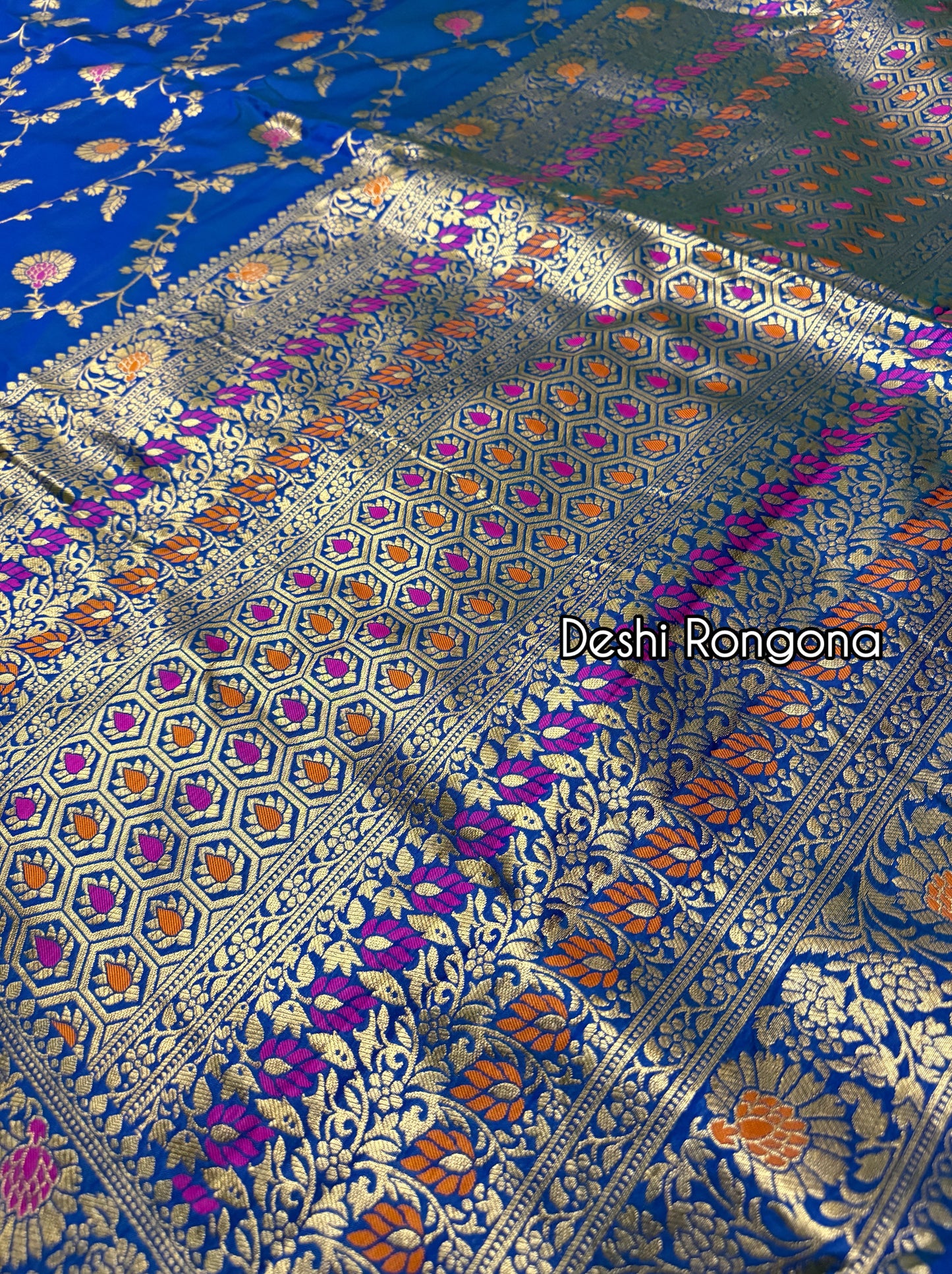 Royal Blue Benaroshi Katan Silk Saree – Elegant Wedding & Party Wear