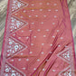 Coral Pink Duel Tone Bangalore Silk Kantha Saree