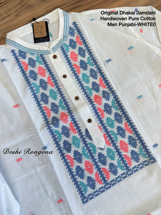 Original Dhakai Jamdani Men Punjabi-Pure Cotton