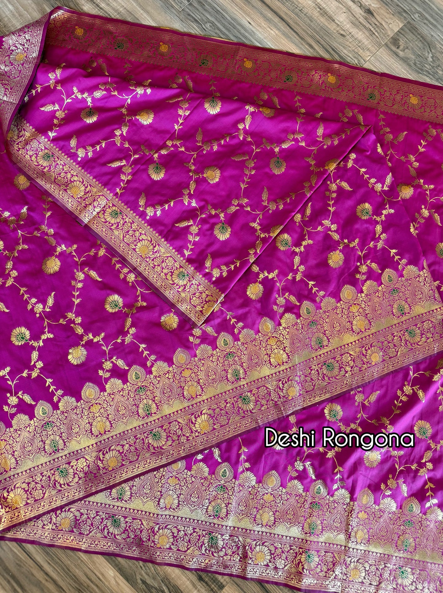 Magenta Benaroshi Katan Silk Saree – Elegant Wedding & Party Wear