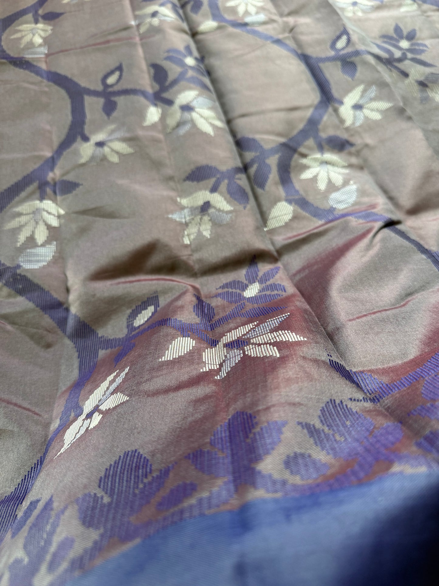 Tangail Silk Saree green and blue check
