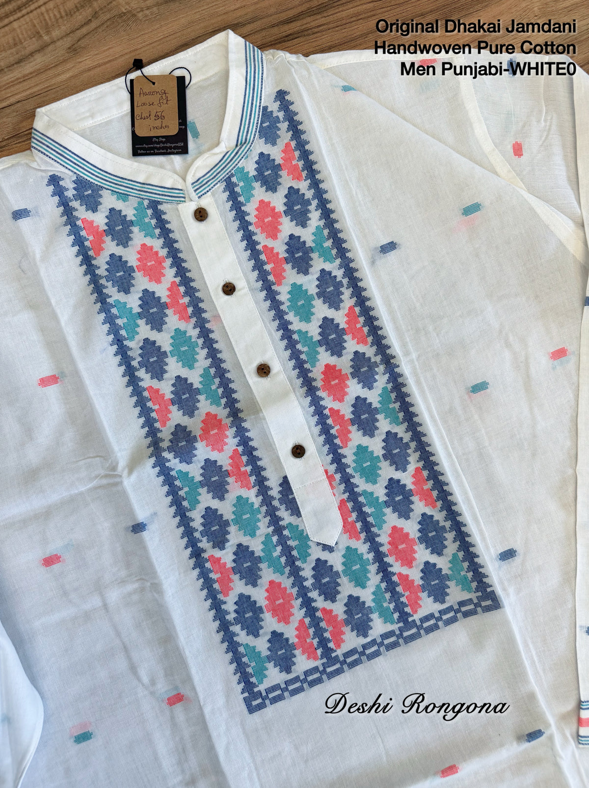 Original Dhakai Jamdani Men Punjabi-Pure Cotton