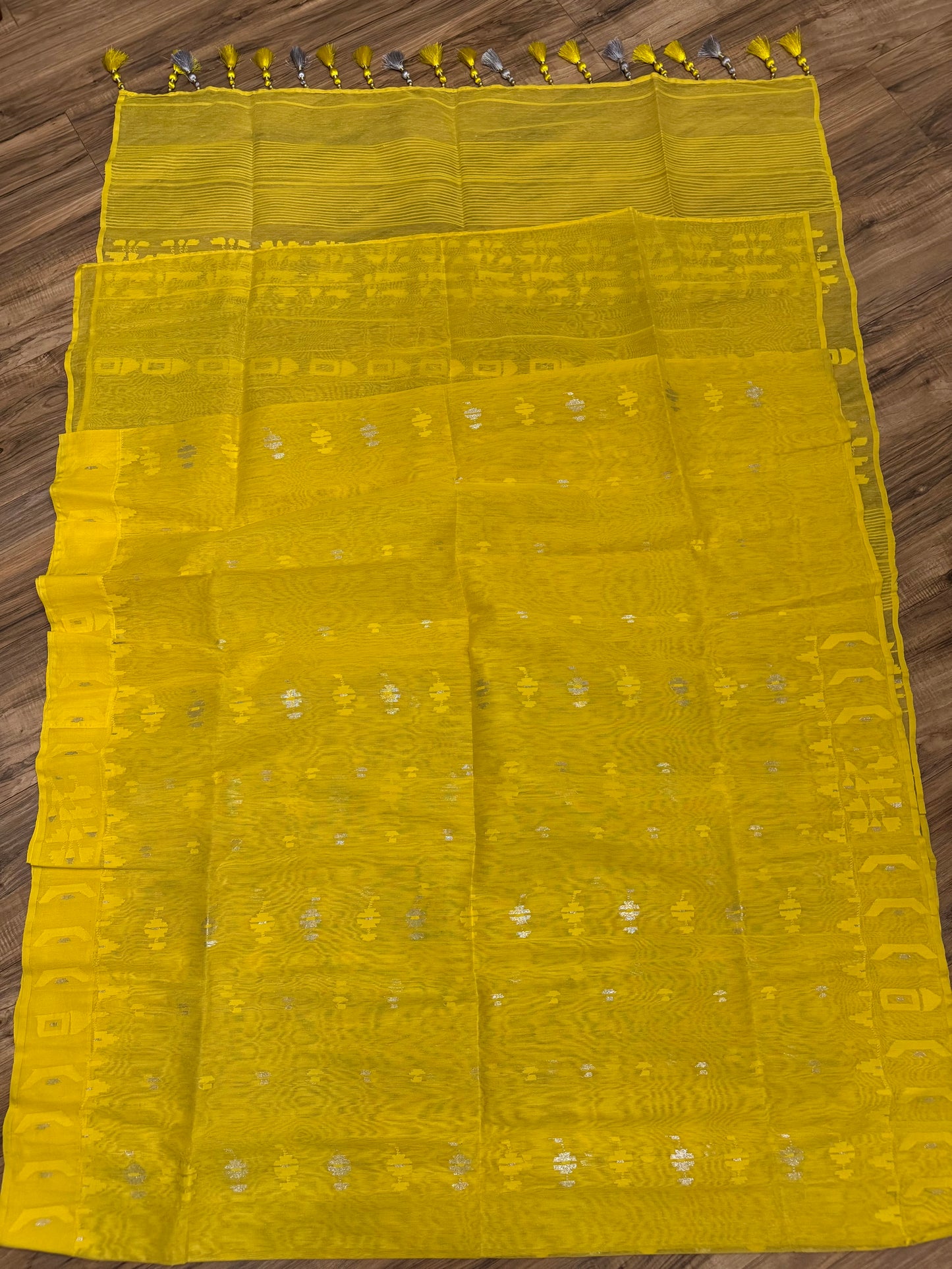 Original Dhakai Jamdani Saree - Yellow