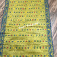 Elegant Dhakai Jamdani Saree, Classic Lemon Olive