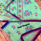 Sylheti Monipuri Saree, Mint with Purple/Blue Border