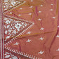 Coral Pink Duel Tone Bangalore Silk Kantha Saree