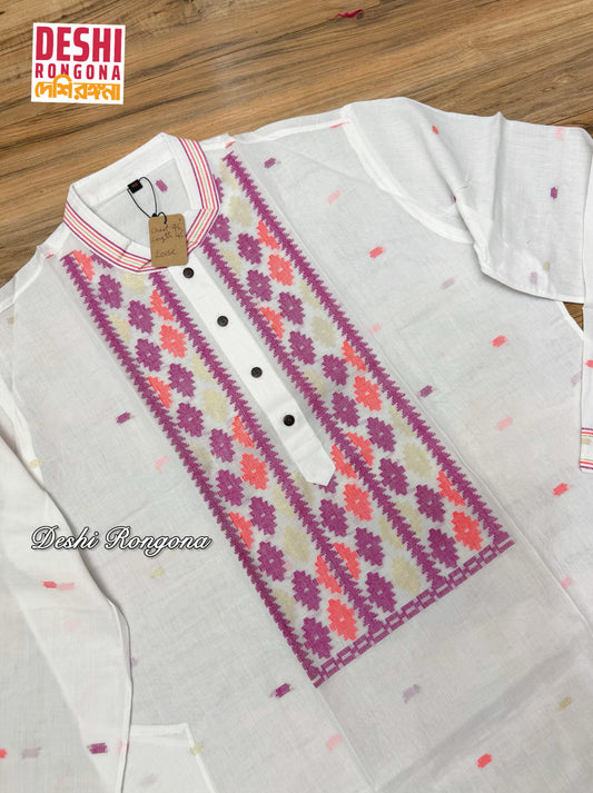 Original Dhakai Jamdani Men Punjabi, Pure Cotton