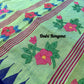 Sylheti Monipuri Saree, Mint with Purple/Blue Border