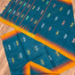 Sylheti Monipuri Handwoven Sea Green Saree with Orange