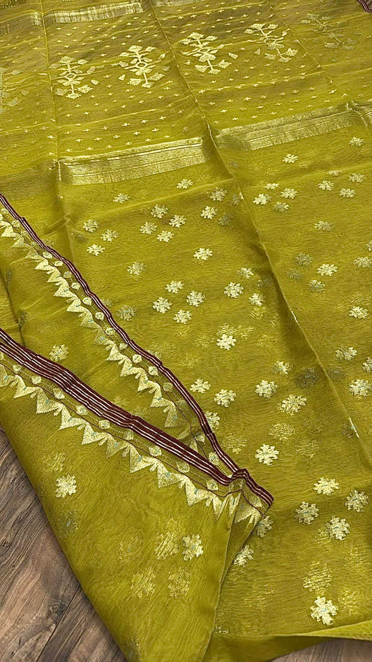 Original Dhakai Jamdani Saree - Golden