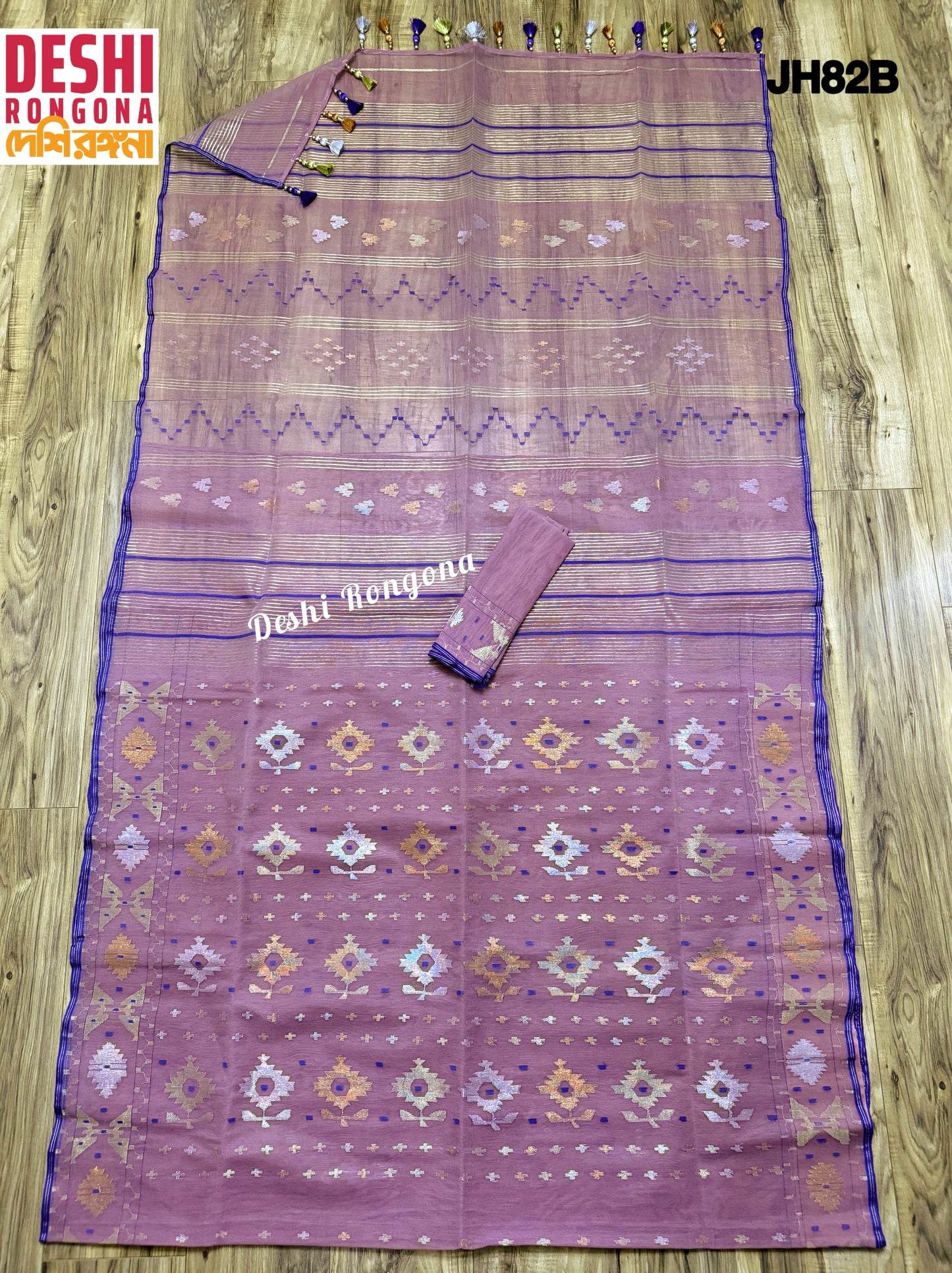 Original Dhakai Jamdani Saree - Opera Mauve