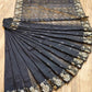 Elegant Black & Gold Dhakai Jamdani Cutwork